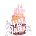 Animated Happy birthday cake and text GIF