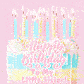 Happy Birthday to my little sister! Elegant pastel cake, candles and original typography.