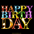 Iridescent multi-colored metallic letters happy birthday animated image