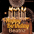 Chocolate Happy Birthday Cake for Beatriz (GIF)