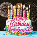 Amazing Animated GIF Image for Beauregard with Birthday Cake and Fireworks
