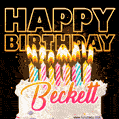 Beckett - Animated Happy Birthday Cake GIF for WhatsApp
