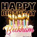 Beckham - Animated Happy Birthday Cake GIF for WhatsApp