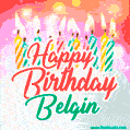 Happy Birthday GIF for Belgin with Birthday Cake and Lit Candles