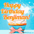 Happy Birthday, Benjiman! Elegant cupcake with a sparkler.