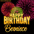 Wishing You A Happy Birthday, Berniece! Best fireworks GIF animated greeting card.