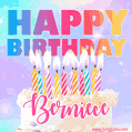 Animated Happy Birthday Cake with Name Berniece and Burning Candles