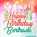 Happy Birthday GIF for Bertrade with Birthday Cake and Lit Candles