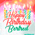 Happy Birthday GIF for Bertred with Birthday Cake and Lit Candles