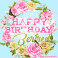 Beautiful Birthday Flowers Card for Bertred with Glitter Animated Butterflies