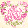 Pink rose heart shaped bouquet - Happy Birthday Card for Bertred