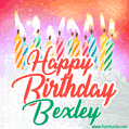 Happy Birthday GIF for Bexley with Birthday Cake and Lit Candles