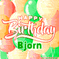 Happy Birthday Image for Bjorn. Colorful Birthday Balloons GIF Animation.