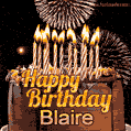Chocolate Happy Birthday Cake for Blaire (GIF)