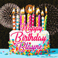 Amazing Animated GIF Image for Blayne with Birthday Cake and Fireworks