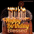 Chocolate Happy Birthday Cake for Blessed (GIF)