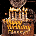 Chocolate Happy Birthday Cake for Blessyn (GIF)