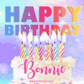 Animated Happy Birthday Cake with Name Bonnie and Burning Candles