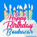Happy Birthday GIF for Boubacar with Birthday Cake and Lit Candles