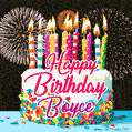 Amazing Animated GIF Image for Boyce with Birthday Cake and Fireworks