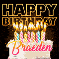 Braeden - Animated Happy Birthday Cake GIF for WhatsApp