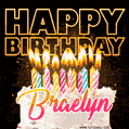 Braelyn - Animated Happy Birthday Cake GIF for WhatsApp