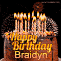 Chocolate Happy Birthday Cake for Braidyn (GIF)