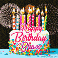 Amazing Animated GIF Image for Brax with Birthday Cake and Fireworks