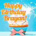 Happy Birthday, Brayan! Elegant cupcake with a sparkler.
