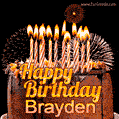 Chocolate Happy Birthday Cake for Brayden (GIF)