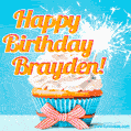 Happy Birthday, Brayden! Elegant cupcake with a sparkler.