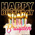 Brayden - Animated Happy Birthday Cake GIF Image for WhatsApp