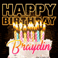 Braydin - Animated Happy Birthday Cake GIF for WhatsApp