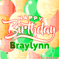 Happy Birthday Image for Braylynn. Colorful Birthday Balloons GIF Animation.