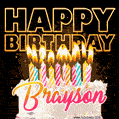 Brayson - Animated Happy Birthday Cake GIF for WhatsApp