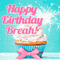 Happy Birthday Breah! Elegang Sparkling Cupcake GIF Image.