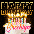 Brecklyn - Animated Happy Birthday Cake GIF Image for WhatsApp