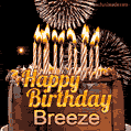 Chocolate Happy Birthday Cake for Breeze (GIF)