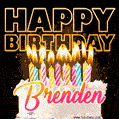 Brenden - Animated Happy Birthday Cake GIF for WhatsApp