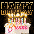 Brenna - Animated Happy Birthday Cake GIF Image for WhatsApp