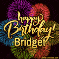 Happy Birthday, Bridget! Celebrate with joy, colorful fireworks, and unforgettable moments. Cheers!