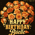 Beautiful bouquet of orange and red roses for Brielle, golden inscription and twinkling stars