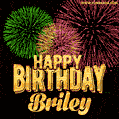 Wishing You A Happy Birthday, Briley! Best fireworks GIF animated greeting card.