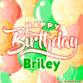 Happy Birthday Image for Briley. Colorful Birthday Balloons GIF Animation.