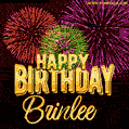 Wishing You A Happy Birthday, Brinlee! Best fireworks GIF animated greeting card.