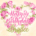 Pink rose heart shaped bouquet - Happy Birthday Card for Brinlee