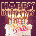 Britt - Animated Happy Birthday Cake GIF Image for WhatsApp