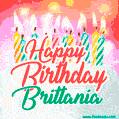 Happy Birthday GIF for Brittania with Birthday Cake and Lit Candles
