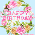 Beautiful Birthday Flowers Card for Brittany with Animated Butterflies