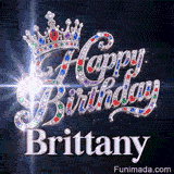 A bright white lens flare shining from diamond cursive letters with the name Brittany written in metallic font.